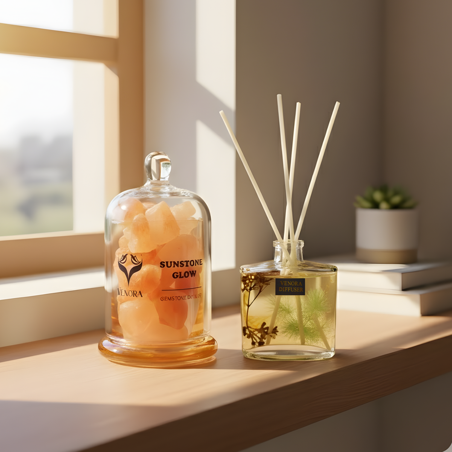 Sunset Energy Gift Set styled in a bright, uplifting home setting with natural sunlight and warm decorative elements.