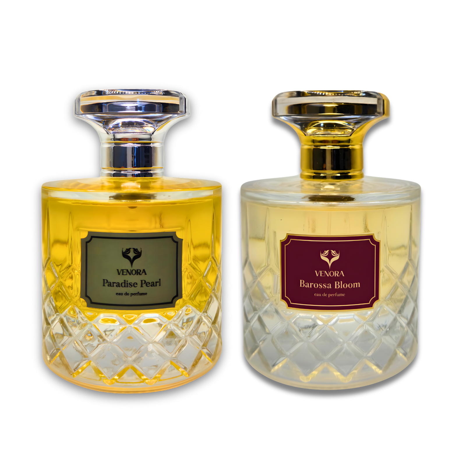 Luxury Lovers Gift Set with Barossa Bloom and Paradise Pearl Eau de Parfum bottles displayed together on a white background.